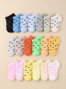 10 Pairs Black & White Kids Socks With Mix Of Hearts, Stripes, Smileys & Bows - Assorted Color Accents For Boys & Girls | Breathable Ankle Socks, Unisex Children's Everyday Socks (Random Cute Designs)