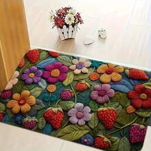 1pc 3D Floral Non-Slip Mat - Quick Drying, Absorbent, Machine Washable, Silicone Flower & Fruit Patterned Non-Slip Diatomite Carpet For Bathroom, Kitchen, And Entryway Decor, Kitchen Mat | Floral Pattern Carpet, Bathroom Rug, Home Decor Mother's Day Home Bathroom Decor Outdoor Rug Door Mat Fall Decor Bathroom Accessories Back To School - Multicolor - View 7