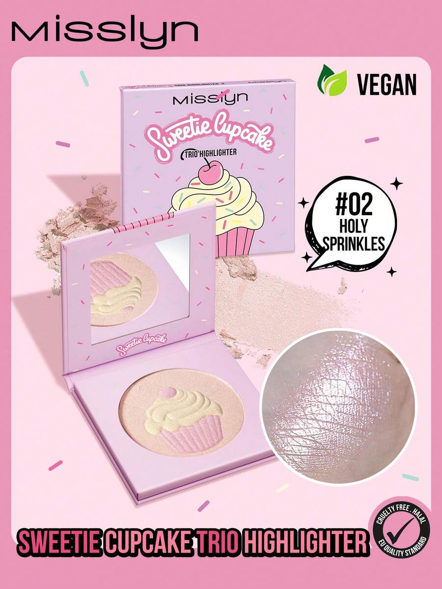 Misslyn Sweetie Cupcake Trio Highlighter, Shimmer, Pigment Rich & Silky Formula, Natural Glow, Illuminator Highlighter, Lightweight, Y2K Makeup Party Beach Travel Holiday Camping Outdoors Present Rose Fashion Girl New Year Cosmetic Cosplay Best Trip Festivals Color Fancy Campus School Charm Vibe Cny Chinese New Year, Valentine's Day Gift,Vegan,Cruelty Free - 2 HOLY SPRINKLES - 查看 1