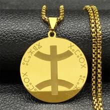 Collana con pendente con simbolo berbero africano per uomo e donna, in acciaio inossidabile color oro/argento, gioiello con catena con lettera amazigh