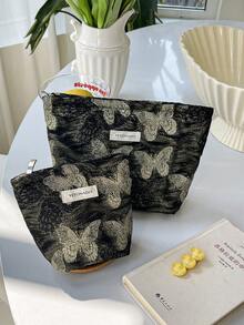 1Pc/Set Golden Butterfly Multifunctional Cosmetic Storage Handbag ,Wallet Pouch Portable Cosmetics Brush Storage Clutch With Zipper Closure For Lipstick, Brush, Skincare, Mobile Phone, Coin, Hailclips Small Items, For Home, Travel, Vacation And School Use, Wedding Bridesmaid Gifts,Mom Gifts,Birthday Gifts,Gifts For Friends And Teachers - Multicolor - View 4