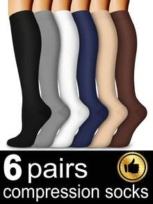 2/6/8/10 Pairs Unisex Compression Socks Women, Men Knee High Sports Compression Socks Low Pressure Socks Support For Running, Cycling, Hiking, Travel Socks, Fall - Multicolor - View 11