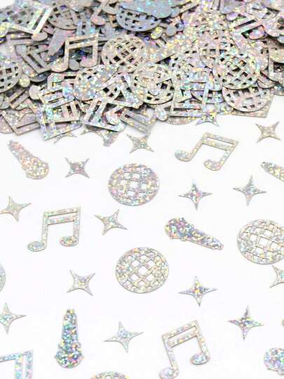 100pcs Glitter Sprinkle Confetti, Disco Ball, Microphone, Music Notes, Asterisk Shaped, For Disco Theme Party, Celebration Party, Karaoke Party, Decorative Supplies