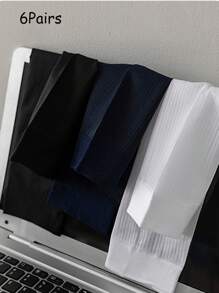 1/3/6 pares de calcetines de rayas verticales para hombre en negro, blanco, azul, calcetines delgados para primavera, verano, otoño, calcetines largos y transpirables negros para negocios