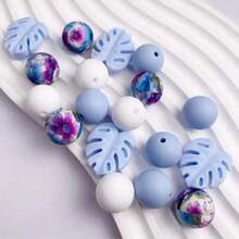 Juego de 25/30/33/34 piezas de cuentas de silicona, adecuado para hacer joyas DIY - Cuentas de enfoque para bolígrafos, collares y llaveros - Juego de cuentas de regalo artesanal, apropiado para hacer joyas, cuentas espaciadoras - Serie de hojas DIY - Ver 10