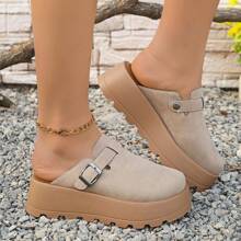 Women's Platform Slip-On Mules, Comfortable Soft Sole Thick Bottom Closed Toe Sandals, New Spring/Summer 2025 Design, Slip-On Casual Shoes