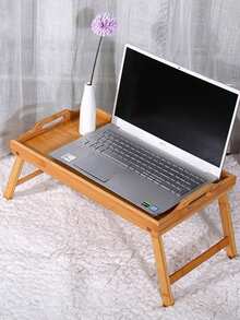 1pc Minimalist Foldable Mini Bamboo Tray, Portable Desk For Home Bedroom, Wooden Tray For Indoor/Outdoor Picnic BBQ Grill Terrace Small Table - Yellow - View 8