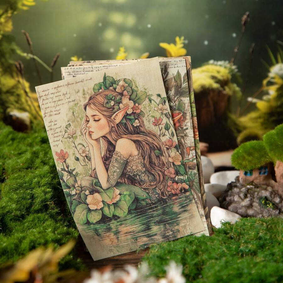 have a good day 1包30张复古童话主题剪贴簿材料纸，可用于个性化DIY手工日记、美学笔记本、设计纸、装饰拼贴卡片等，办公及学习用品 - 1包 - 查看 1