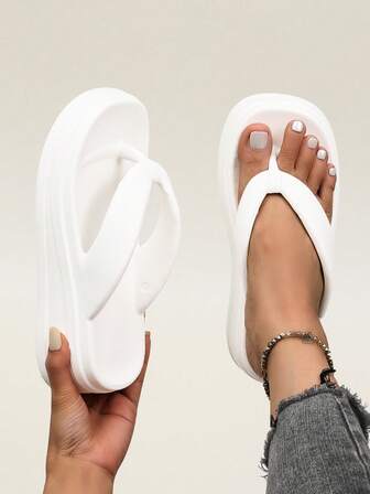 Women Summer Flip Flops Sandals, Beach Shoes Casual Holiday Platform Thong Slippers, Multi-Function Home Wear Outdoor Slides, Solid Color Molded Spring/Summer Slippers