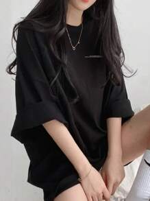 Japanese Style Women Loose Fit Casual Versatile Printed Short Sleeve T-Shirt