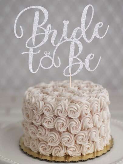 银色闪光“准新娘”蛋糕装饰 - 非常适合新娘送礼会、订婚和单身派对