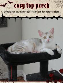 PAWZ Road 45.7" Cat Tree For Indoor Cats, 5-Level Cat Tower For Large Cats With Metal Frame Large Hammock (17.7"X15.7"), Cat Condo With (15.7"X9.5") Big Top Perch & 4 Sisal Covered Scratching Post, Black - 黑色 - 查看 6