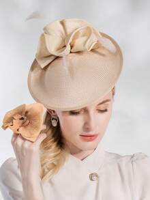 HIMESPORT 2026年新娘花朵装饰礼帽 - 草编德比茶会女士发饰，教堂婚礼鸡尾酒会羽毛头饰 - A - 查看 4