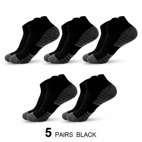 38-44yard/5 Pairs High Quality Men Socks Black Sports Socks Casual Soft Running Four Season Absorb Sweat Breathable Male Sock