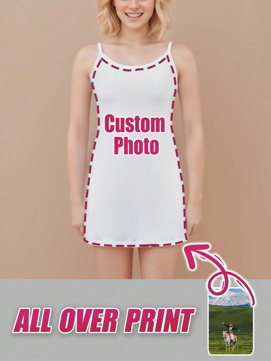 1 bucată cămașă de noapte personalizată cu imprimeu integral pentru femei