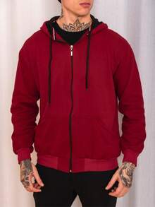 Unisex Zip Up Hooded Sweatshirt - Burgundy - View 1