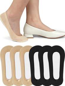 1/3/5/10双装 女士超低帮隐形防滑尼龙袜，适合平底鞋、乐福鞋和高跟鞋，圣诞礼物 - 彩色 - 查看 3