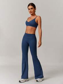 MASKERT Spring And Summer Women's Pants, Sports Pants, Running Pants, Yoga Pants, Casual Pants, Flared Pants, Comfortable And Skin Friendly For Home Leisure - Navy Blue - View 7