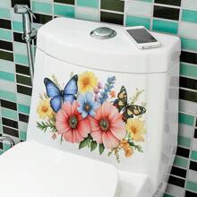 1pc/1set 2pcs Spring Floral Series Toilet Decorative Sticker, Bathroom Decal, Multi-Scenario Use Stickers
