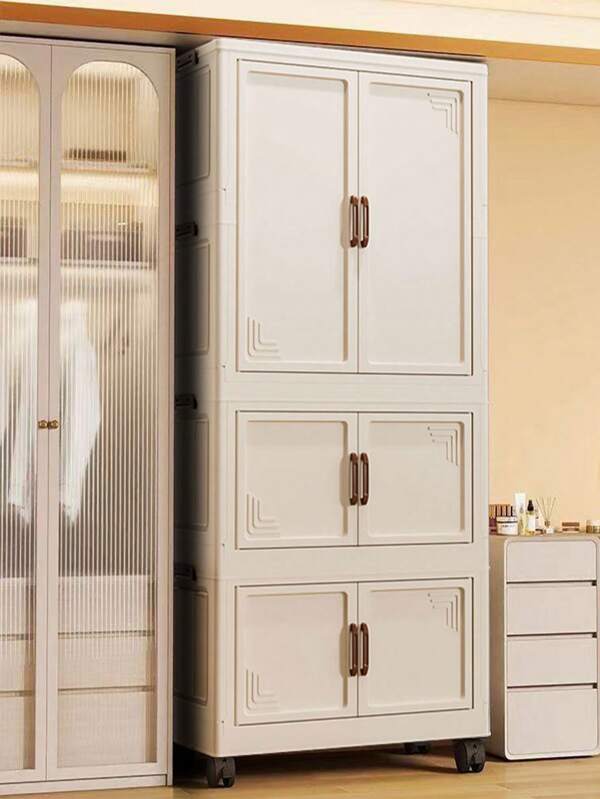 Zusammenklappbarer Aufbewahrungsschrank in Creme, Organizer Box für Babykleidung, für Zuhause zum Aufbewahren von Spielsachen und Snacks verwendbar
