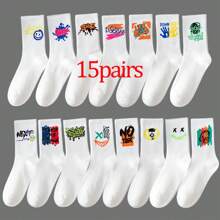 20 Color Random Plus Size Sports Socks Ins Student Basketball Socks Autumn Winter Black And White Men's Mid-Tube Socks Included