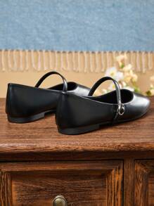 Women's Fashion Square Toe Slip-On Black Shoes, Casual & Versatile Office/Outdoor Wear, High-Quality Flat Dress/Ballet Flats