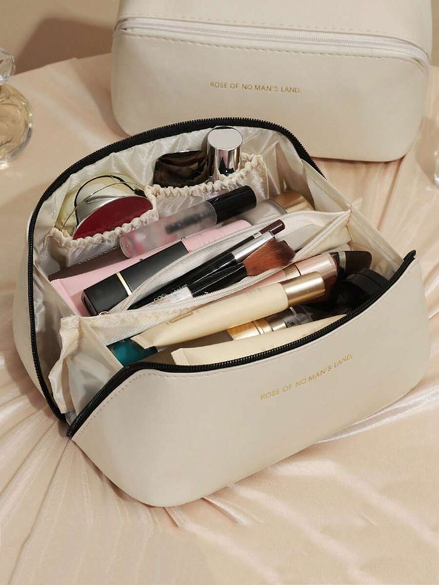 1个大容量隔层化妆包，旅行便携式洗漱包，多层化妆包，男女通用护肤品收纳袋，适合携带美容必备品，旅行洗漱包