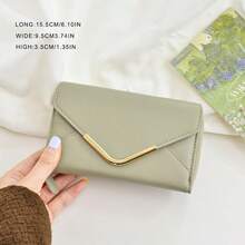 INS 新款高品质信封拉链女士钱包简约多槽 PU 零钱包卡包女士钱包迷你钱包钱包小钱包 - 薄荷綠 - 查看 2