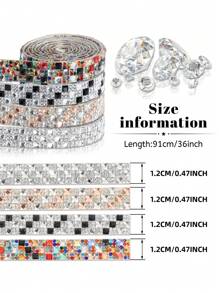 4/1Piece Self-Adhesive Sparkling Diamond Ribbon Set, 4/2 Yards Total - Crystal Embellishments For Diy Crafts, Clothing, Phone & Party Accessories