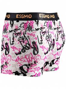 5pcs/Pack Men's Seamless Graffiti Printed Basic Boxer Briefs, Gifts For Summer - Multicolor - View 2