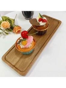 1pc Rectangular Sandalwood Tray, Candle Holder, Small Storage Tray, Suitable For Breakfast, Cake, Dinner, Sushi, Snacks And Fruits, Home Decor And Kitchen Storage, Perfect For Christmas And Thanksgiving - Brown - View 9