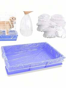 10/50pcs Disposable Transparent Plastic Liners For Small Pet Cages, Including Bunny Cages, Hamster Habitats And Potty Litter Boxes