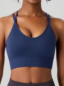 Women's Fashion Backless Racerback Slim Spaghetti Strap Outdoor Sports Tank Top, Spring/Summer