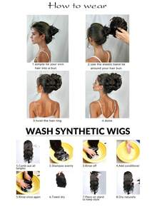 Gold Bird's Nest Retractable Claw Clip Messy Updo Hair Piece Messy Wavy Updo Extension Messy Updo Hair Stuck In Synthetic Updo Ponytail Extension - Gold - View 9