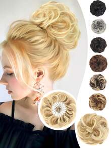 Gold Bird's Nest Retractable Claw Clip Messy Updo Hair Piece Messy Wavy Updo Extension Messy Updo Hair Stuck In Synthetic Updo Ponytail Extension - Gold - View 2