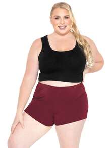 STRETCH IS COMFORT Women's And Plus Size Nylon Booty Shorts | Small - 3X - Burgundy - View 3