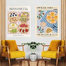 1 件/3 件墙面艺术海报复古咖啡香蕉船寿司拉面复古韩国美食海报精美客厅酒吧美学装饰墙面装饰无框/有框帆布艺术厨房装饰 - 彩色 - 查看 7