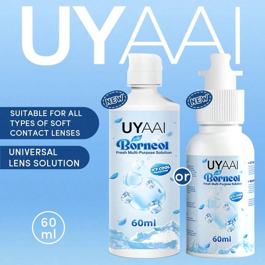 UYAAI 1PC 60ml 冰片隐形眼镜护理液 – 温和清洁、保湿和清爽护理,适合所有类型的镜片 - 均碼 - 查看 1