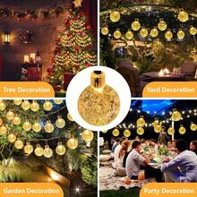 1 个太阳能 LED 水晶球灯串，8 个功能按钮控制，10/20/50/100 LED 水晶球仙女吊灯，户外 IP65 防水，适用于庭院、花园、门廊、阳台、派对装饰、婚礼、圣诞节、万圣节、露营、节日庆典 - 多色 - 查看 11