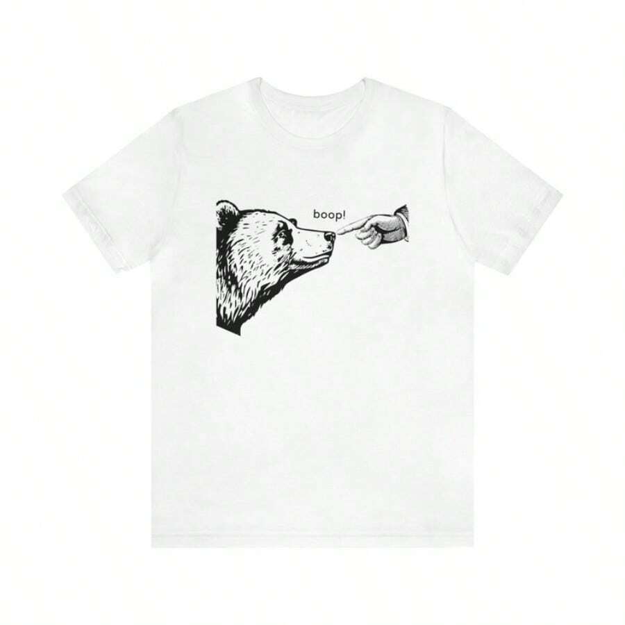 Camiseta divertida "Boop The Bear", Camiseta Oso Grizzly, Camiseta "Poke The Grizzly", Camiseta Parque Nacional, Camiseta Guardabosques, Premios Darwin - Blanco - Ver 1
