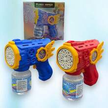 Automatic Bubble Blower Machine, Colorful, Kids Toy, Blue Red, 50ML - Blue+Battery - View 3