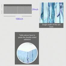 29x108 Inch Metallic Foil Fringe Table Skirt, Suitable For Rectangular Dining Tables, Party Decor - Blue - View 4