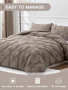 Juego de ropa de cama de 3 piezas tamaño king con volantes y flores en unicolor, 2 fundas de almohada incluidas - Lujosa microfibra - Suave y cómoda - Gris - Ver 6