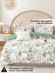 Bộ ga trải giường họa tiết hoa 3 món (1 ga trải giường và 2 vỏ gối), mềm mại và thân thiện với da, phù hợp cho mọi mùa. - Nhiều màu - Xem 4