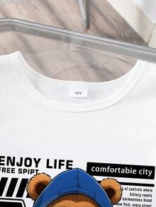 Tween Boys' Cartoon Print Short Sleeve Casual Practical T-Shirt - White - View 3