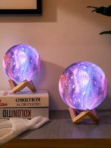 Lampada a forma di luna da 12cm, lampada d''atmosfera creativa per comodino, globo lunare in legno con 7 colori cangianti per camera da letto, decorazione per la casa, luce notturna LED, regalo di compleanno per ragazzi e ragazze, disponibile in 8cm/10cm/14cm/giallo/7 colori