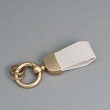 1pc Customized Text PU Leather Distinctive French Couple Keychain, Fits All Vehicles, Gold-Plated Hardware, Fashion Accessory, Cute Keyring