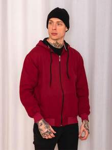 Unisex Zip Up Hooded Sweatshirt - Burgundy - View 3