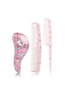 3PCS Cartoon Comb Set, Suitable For Dry And Wet Hair And All Hair Types, Durable ABS Plastic Handle, Suitable For Daily Household Use, A Gift For Children - Multicolor - View 10