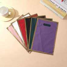 50 个带手柄的厚礼品袋，金边塑料派对糖果袋，适合各种节日派对、返校节、情人节 - 彩色 - 查看 5